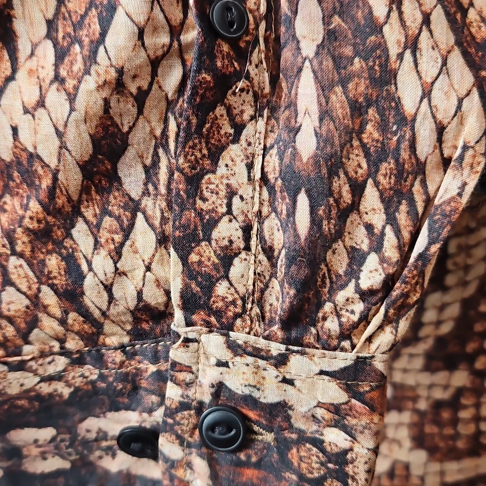 ASOS Brown Snake Print Shirt - Picture 4 of 6
